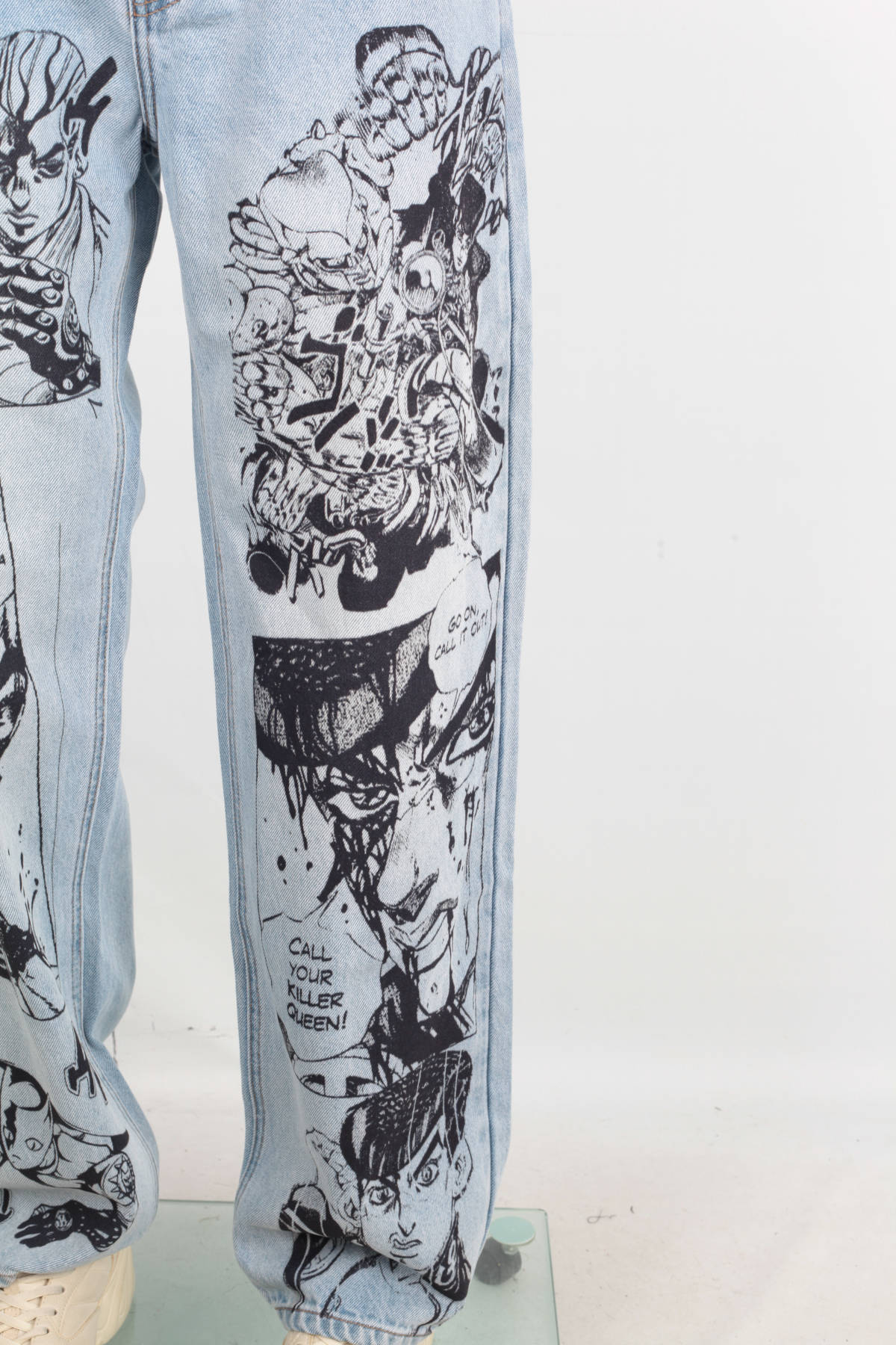 "PART4" 12oz HEAVY STRAIGHT CUT SCREENPRINTED JEANS