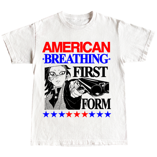 "AMERICAN BREATHING" 6oz PRINT T-SHIRT