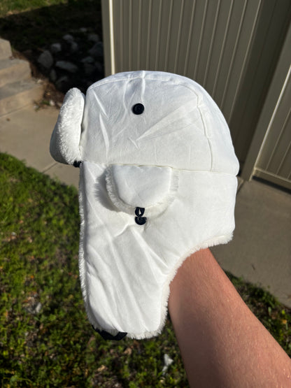Johnny Joestar White Embroidered Faux Fur Ushanka