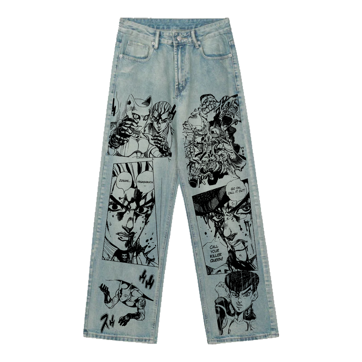 "PART4" 12oz HEAVY STRAIGHT CUT SCREENPRINTED JEANS