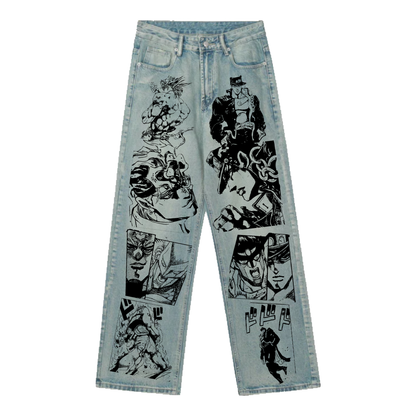 "PART3" 12oz HEAVY STRAIGHT CUT SCREENPRINTED JEANS