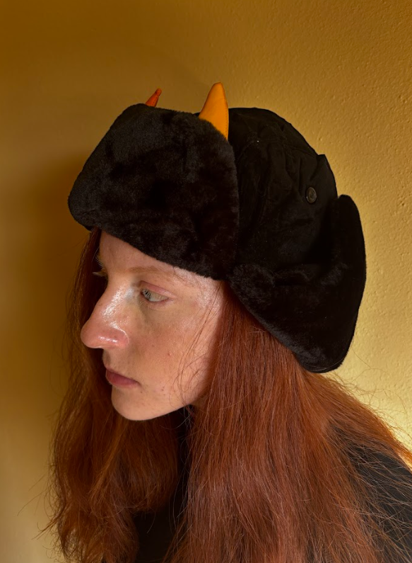 WEATHER REPORT EMBROIDERED USHANKA w/ 3d Horns