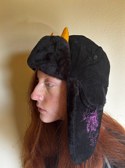 WEATHER REPORT EMBROIDERED USHANKA w/ 3d Horns